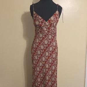 J. Crew Red and White Midi Dress